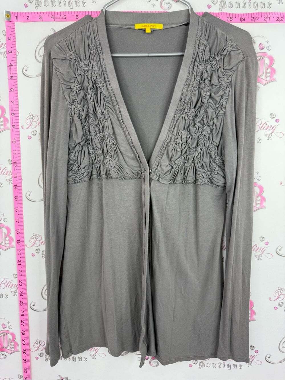 Julie and jack cardigan sweater Women's Gray Ruched Front grey